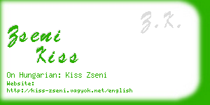zseni kiss business card